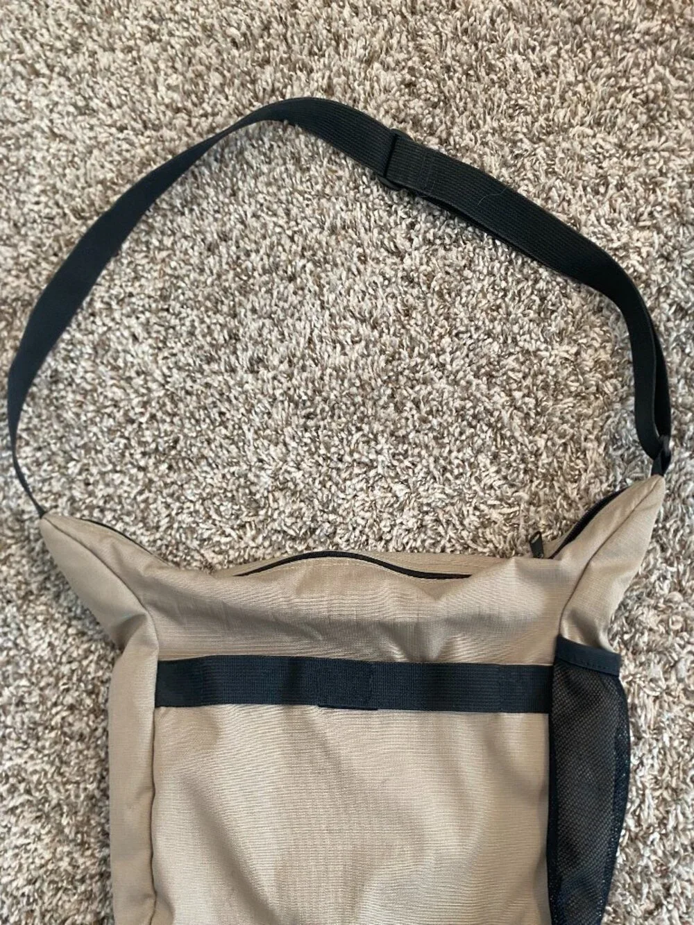 LL Bean Canvas Crossbody Messenger Bag Khaki Tan Adjustable Strap